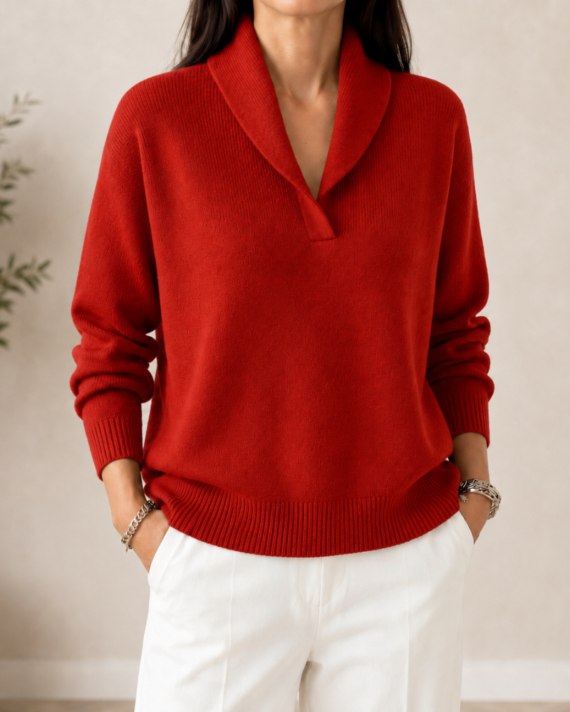 Women's V-Neck Sweater, Soft Knit Relaxed Fit Long Sleeve Pullover