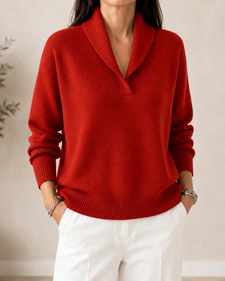 Women's V-Neck Sweater, Soft Knit Relaxed Fit Long Sleeve Pullover