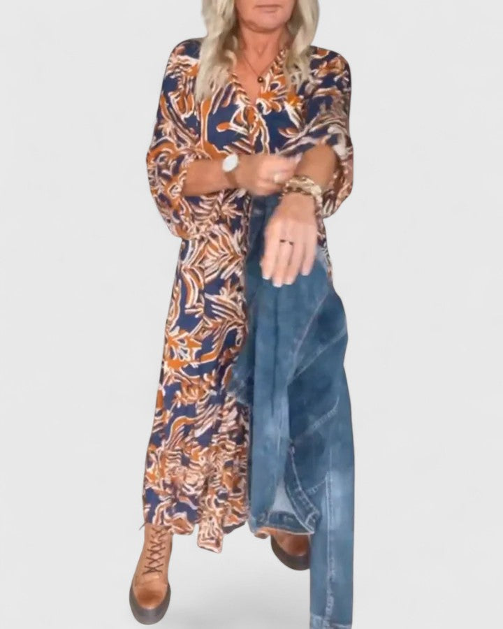 Women's Lightweight Printed A-Line Maxi Dress, view 2