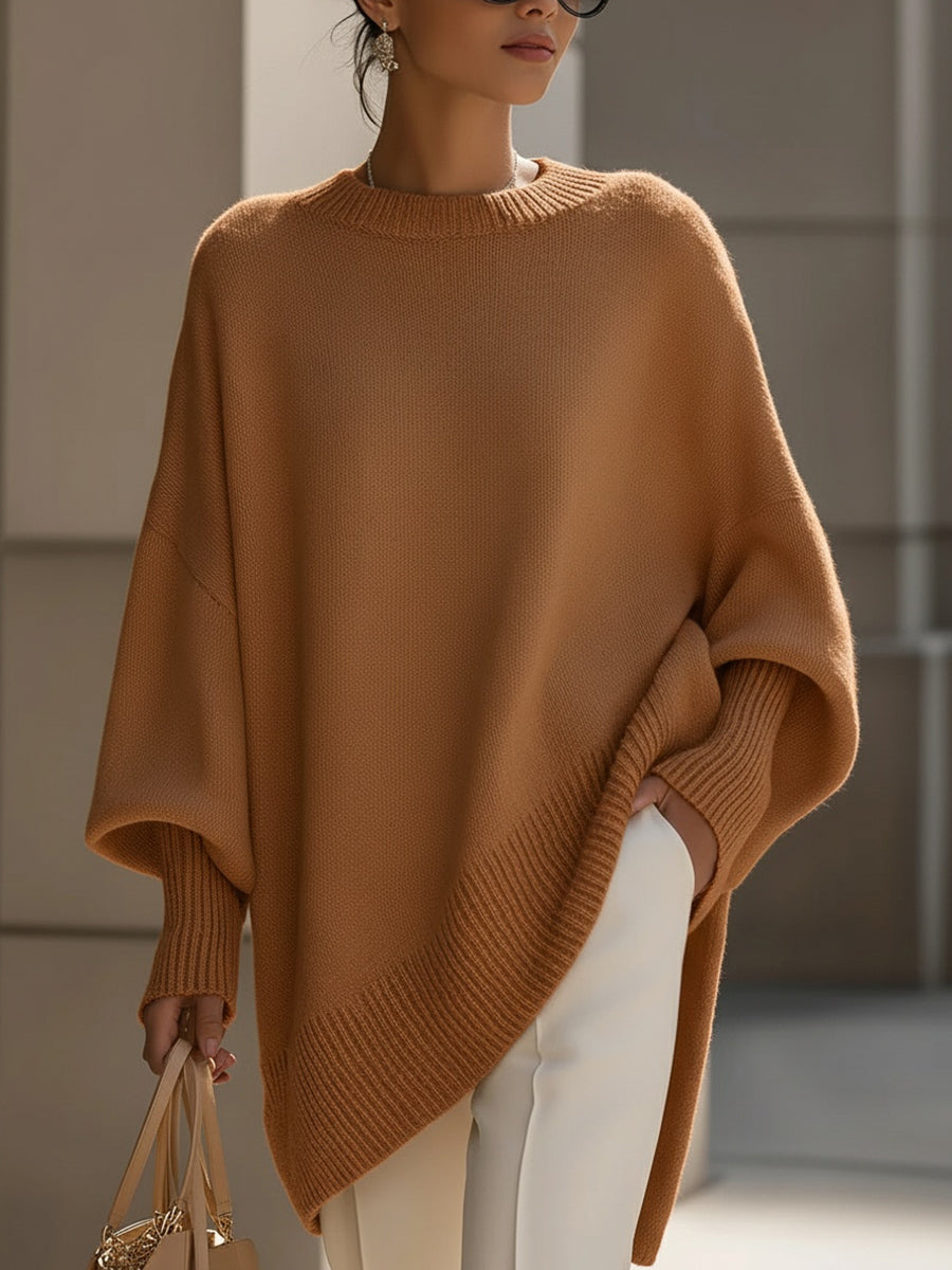 Women's Oversized Wool Blend Sweater, Dropped Shoulder Knit Pullover