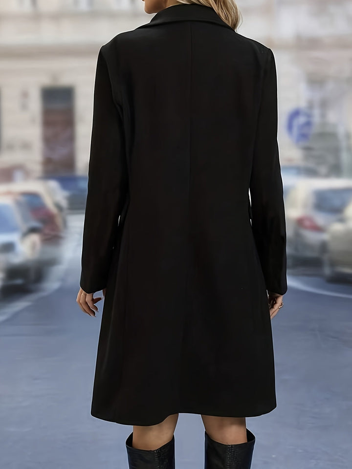 Women's Trench Coat, Classic Button Front Straight Long Jacket