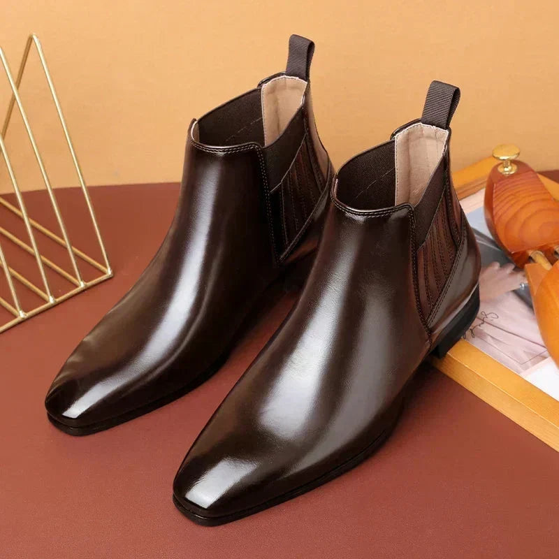 Women's Pointed Toe Slip-On Chelsea Ankle Boots with Pull Tab, view 2