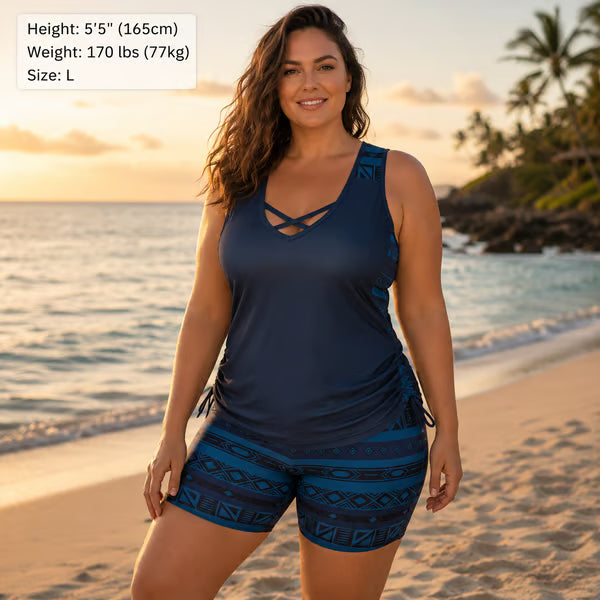 Two-piece tankini – high-waisted with a bandeau top