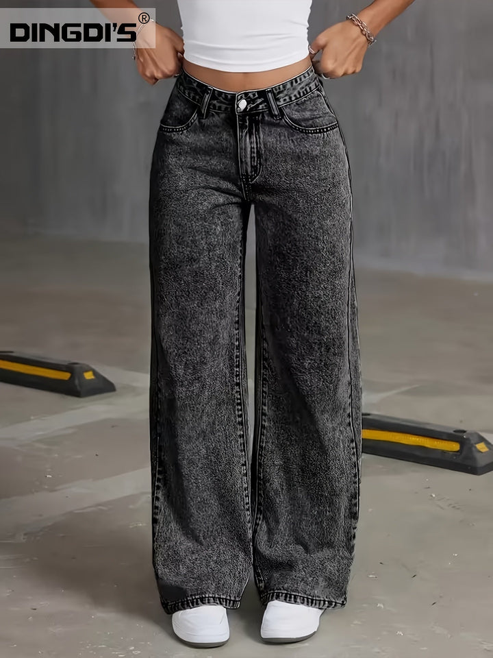 Women's Wide Leg Jeans, High Waisted Relaxed Fit Denim Trousers
