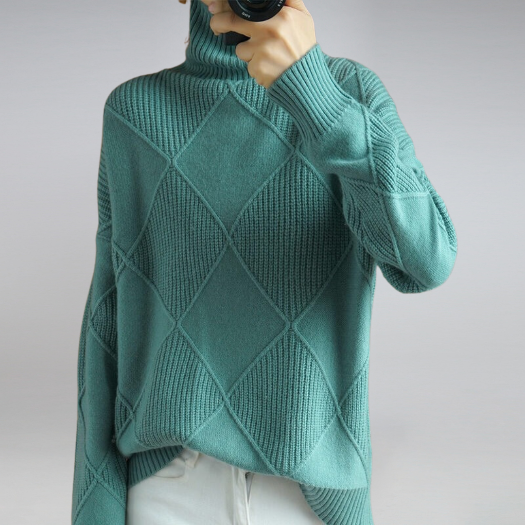 Women's Turtleneck Sweater, Soft Knit Long Sleeve Pullover Top