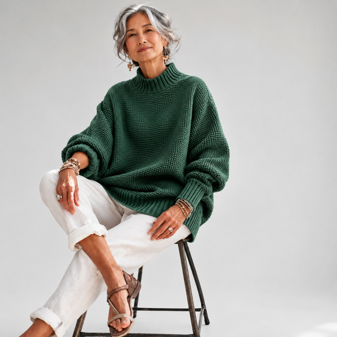 Women's Mock Neck Sweater, Ribbed Knit Long Sleeve Pullover