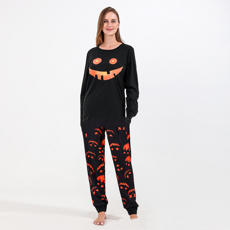 Jack O'Lantern Pumpkin Face Halloween Pajamas | Unisex Matching Set