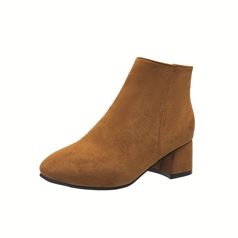 Women's Faux Suede Side-Zip Chelsea Ankle Boots with Low Block Heel, view 7