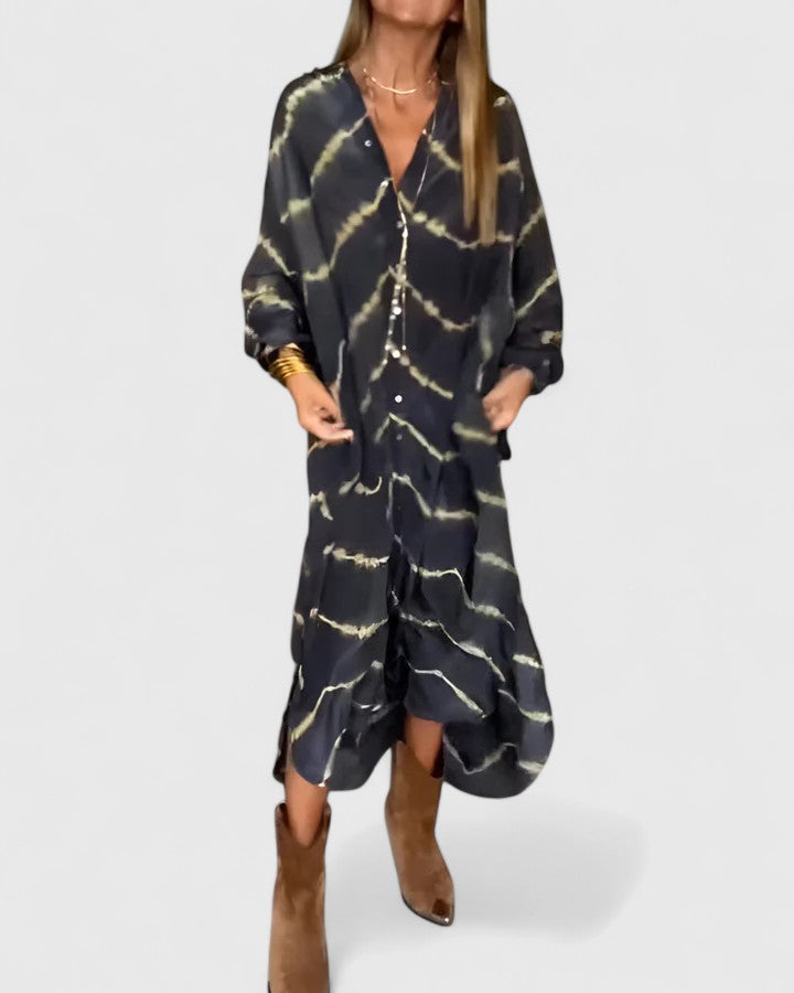 Women's Boho Striped Deep V-Neck Maxi Dress, view 3