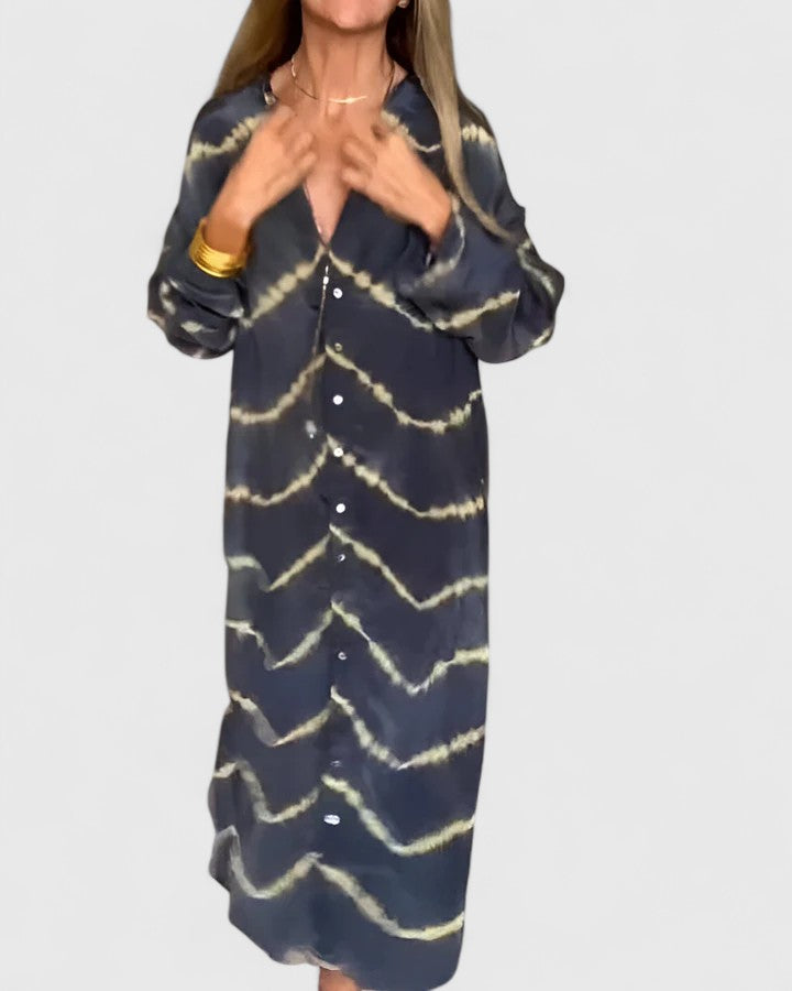 Women's Boho Striped Deep V-Neck Maxi Dress, view 4