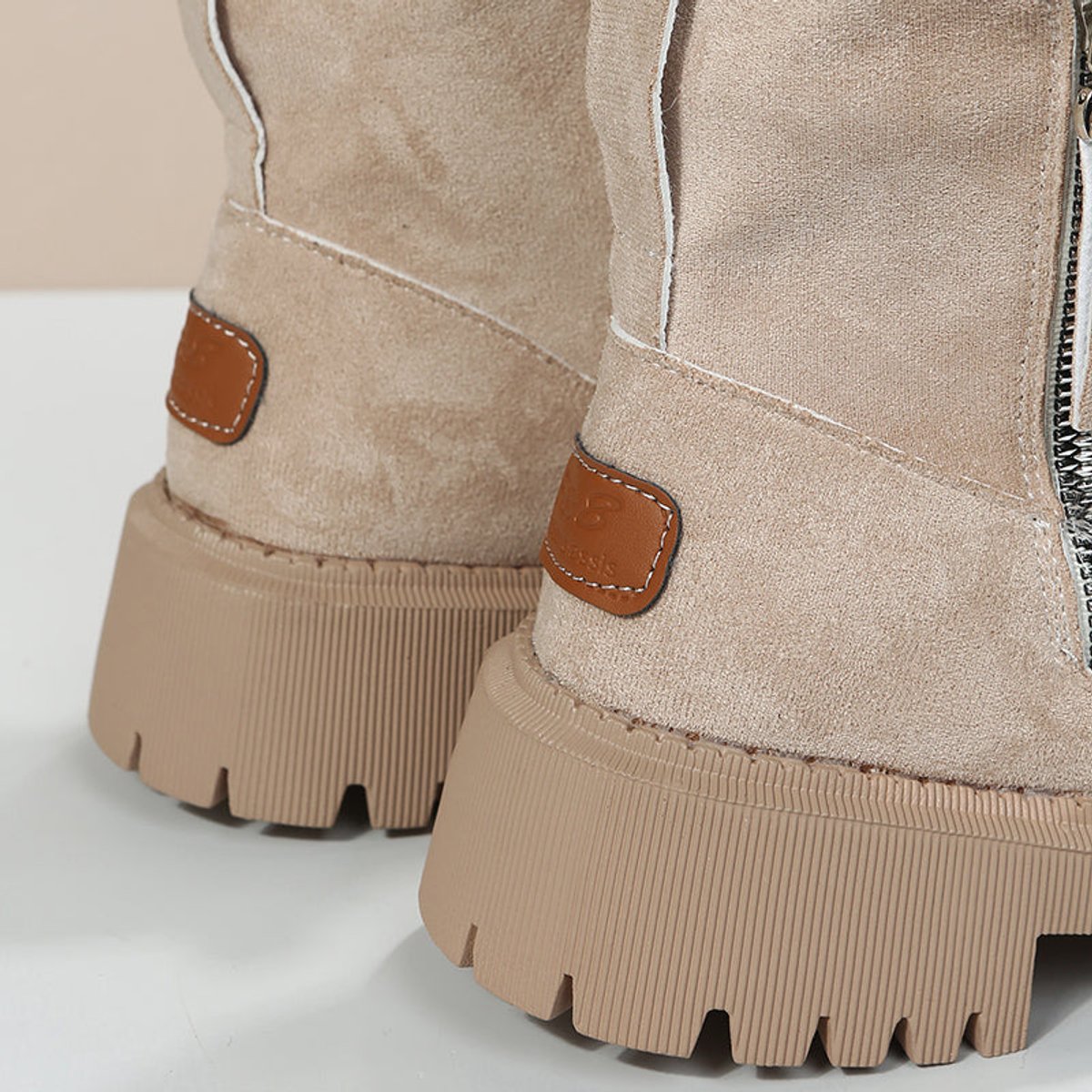 Women's Fleece-Lined Suede Pull-On Ankle Boots with Chunky Sole, view 5