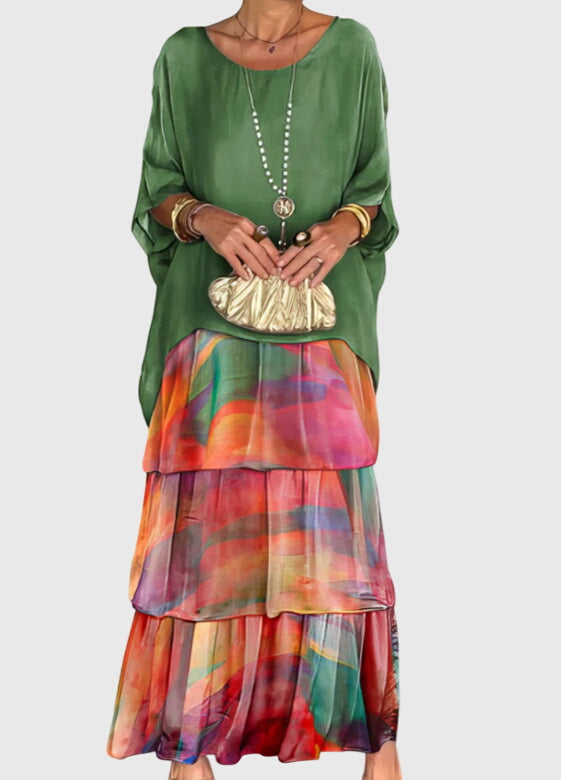 Women's Lightweight Flowy Full-Length Maxi Dress in Multicolor