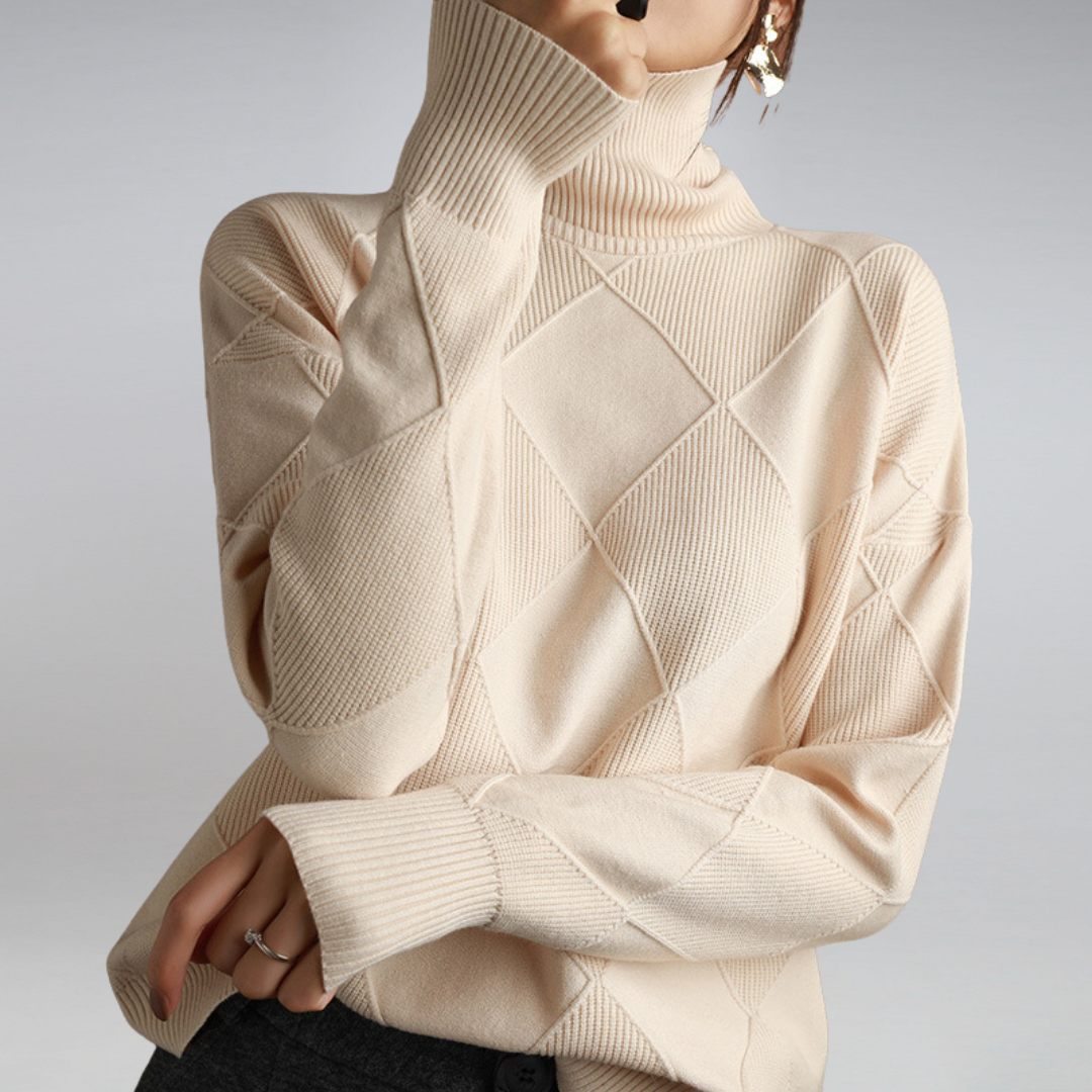 Women's Turtleneck Sweater, Soft Knit Long Sleeve Pullover Top