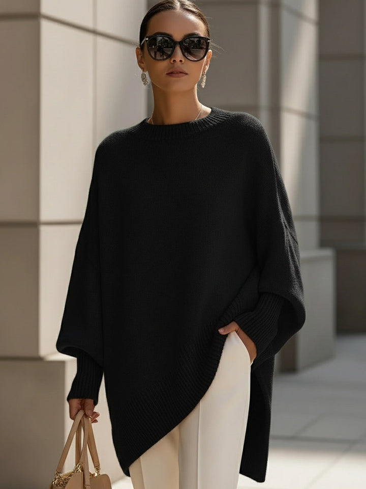 Women's Oversized Wool Blend Sweater, Dropped Shoulder Knit Pullover