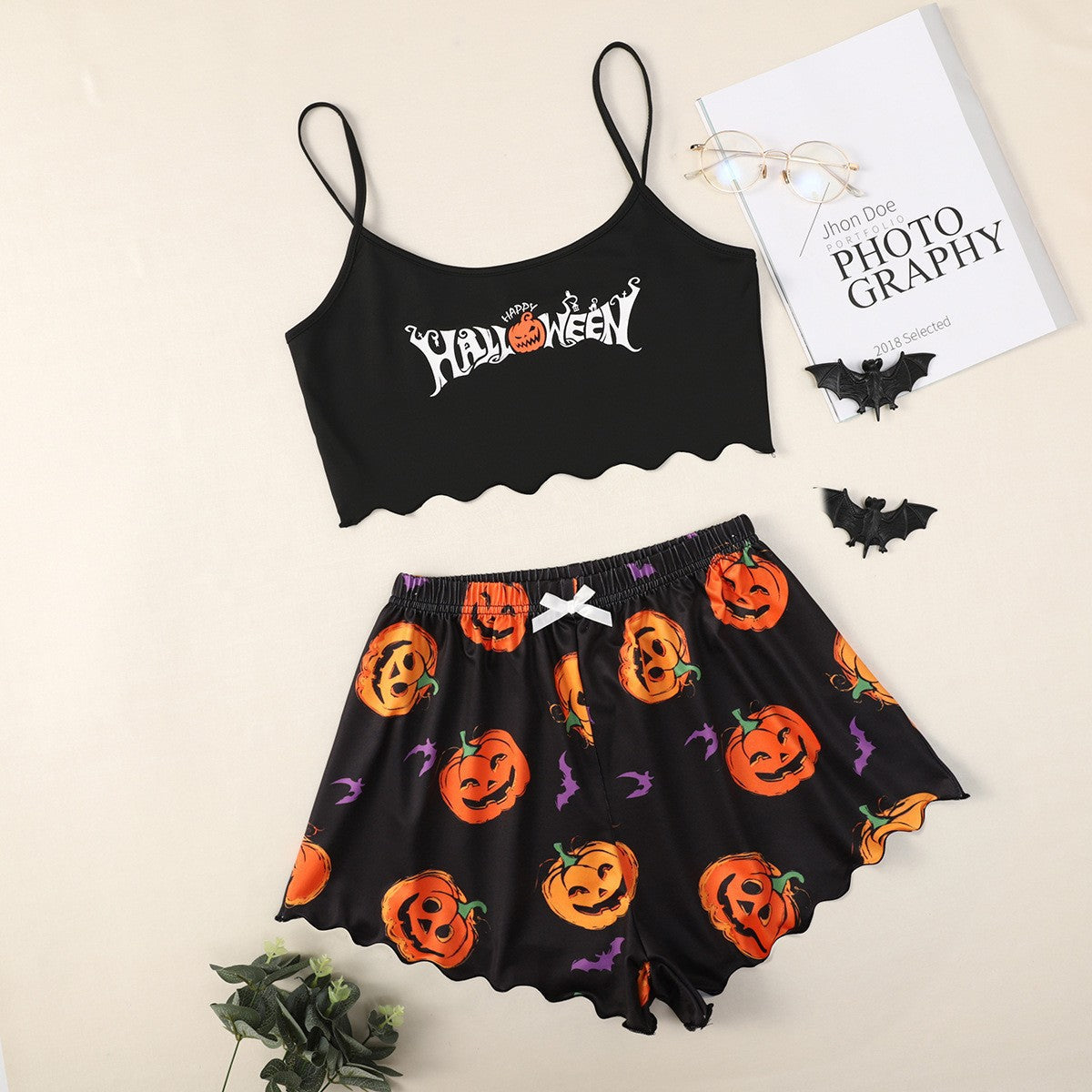 Pumpkin Patch Halloween Pajamas for Women | Cami & Shorts Set
