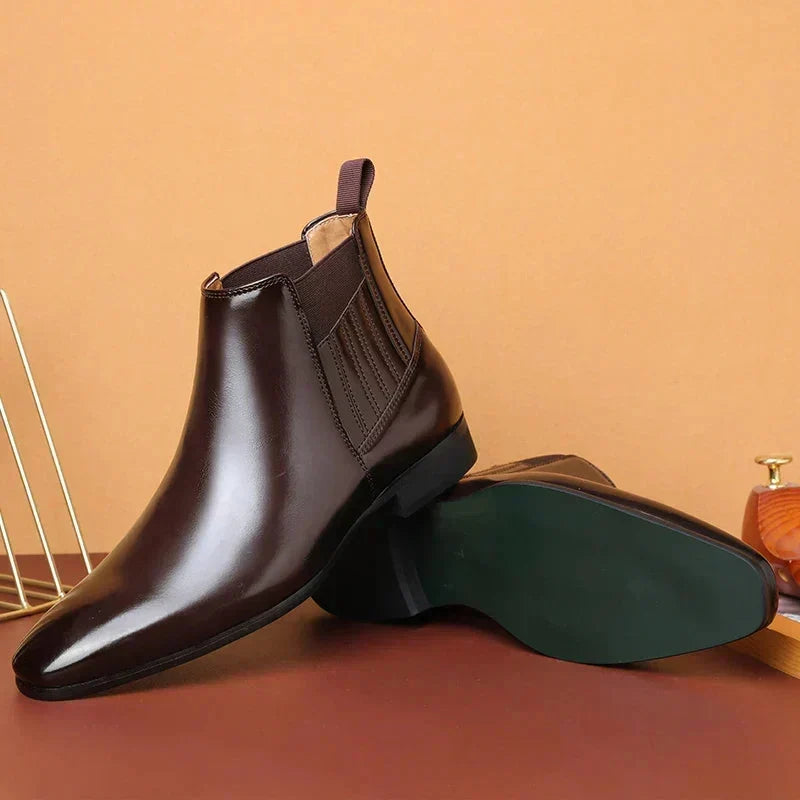 Women's Pointed Toe Slip-On Chelsea Ankle Boots with Pull Tab, view 3