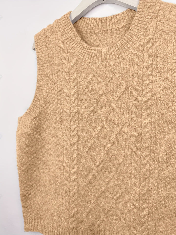 Women's Cable Knit Sweater Vest, Sleeveless V Neck Pullover