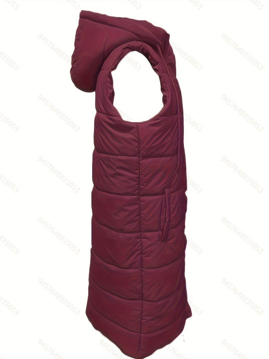 Women's Padded Vest, Longline Hooded Sleeveless Puffer Gilet