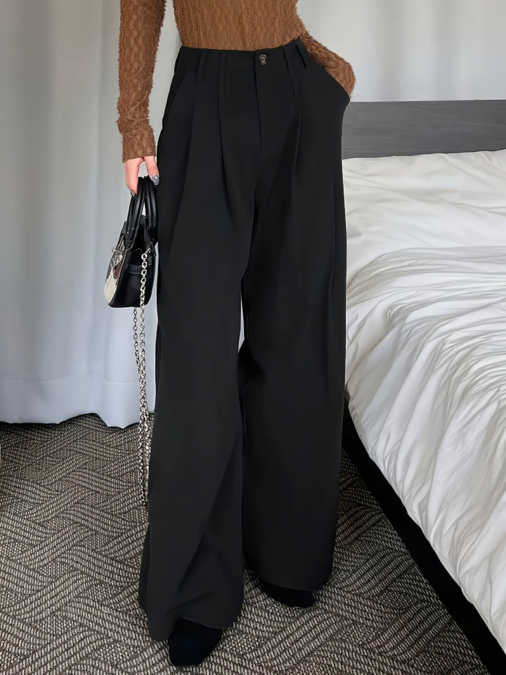 Women's Pleated Trousers, Wide Leg High Waisted Flowy Pants