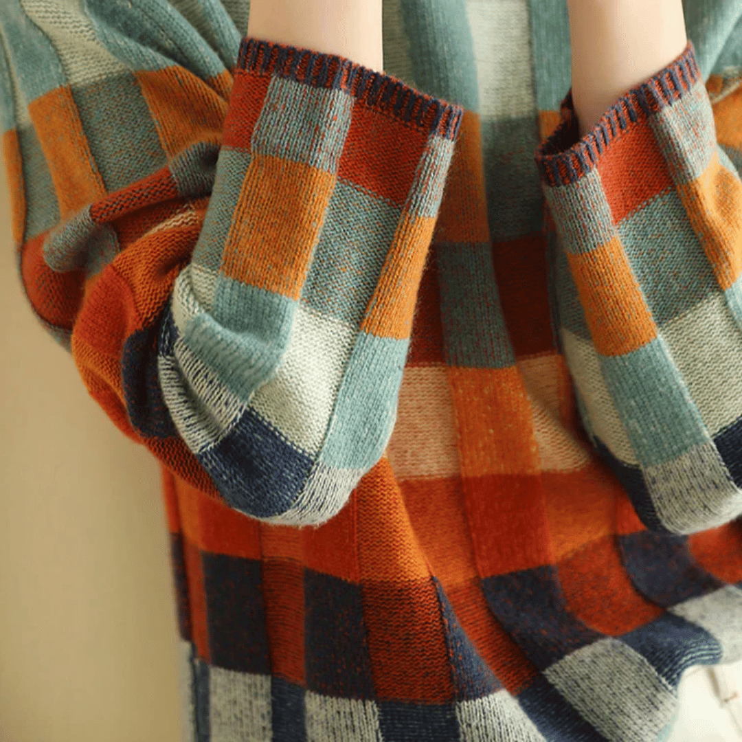 Women's Cashmere Blend Patchwork Turtleneck Sweater, view 3