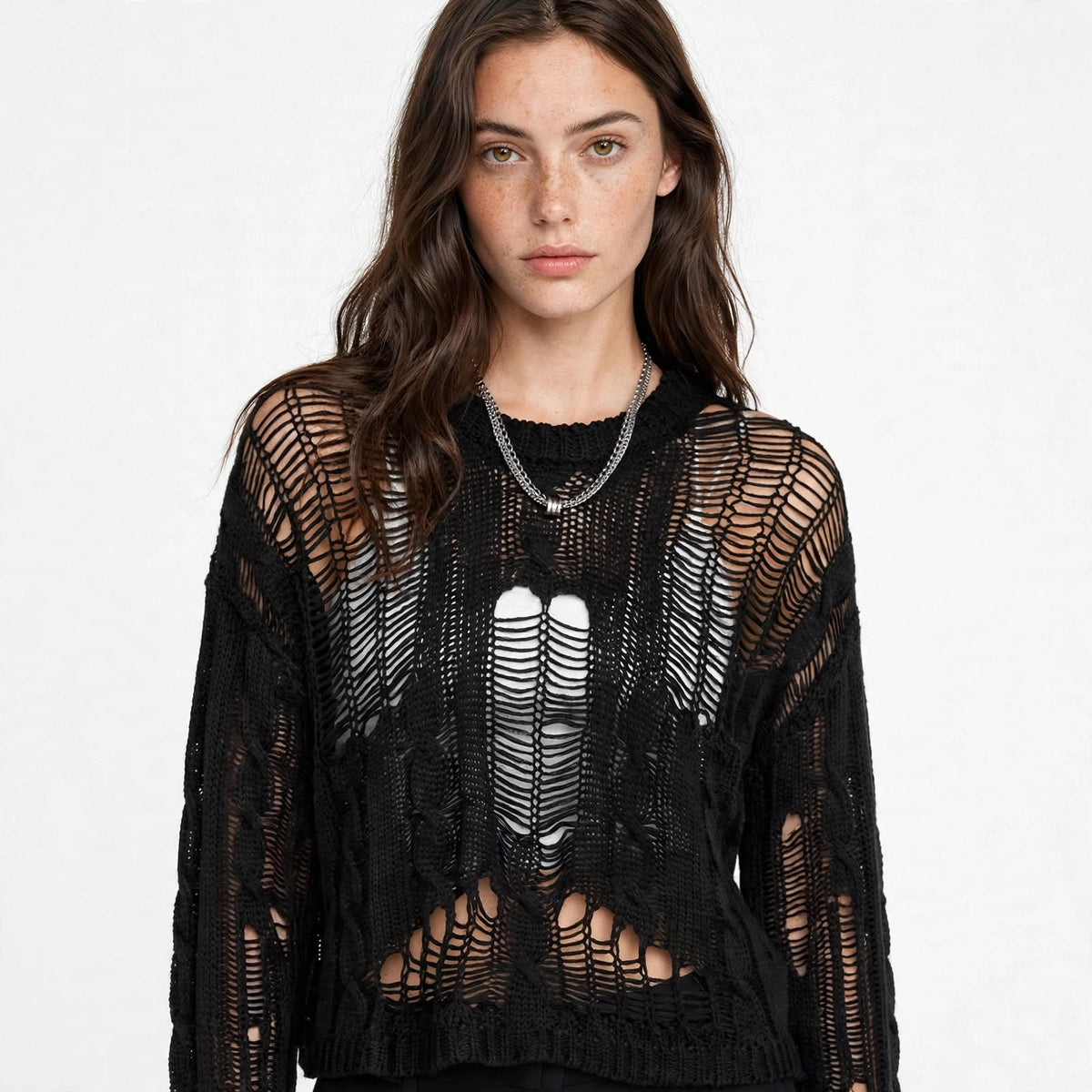 Margot Sheffield | Distressed Knit Sweater For Women