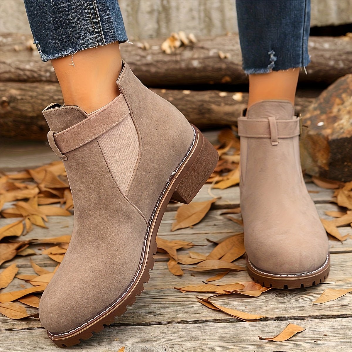 Women's Western Buckle Pull-On Ankle Boots with Lug Sole, view 10