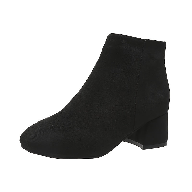 Women's Faux Suede Side-Zip Chelsea Ankle Boots with Low Block Heel, view 6