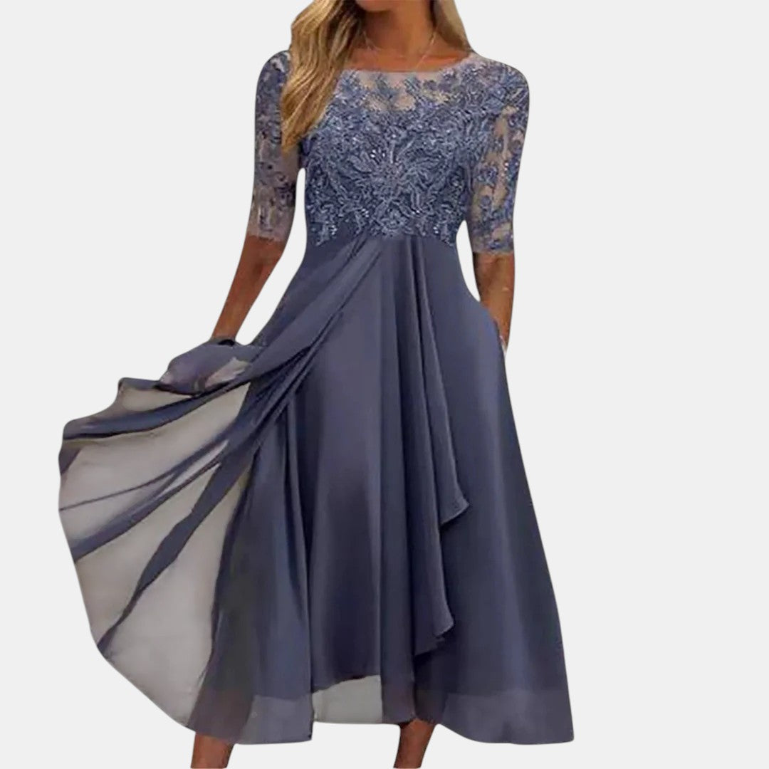 Women's Elegant Lace-Detail Dress with Relaxed Fit, view 2