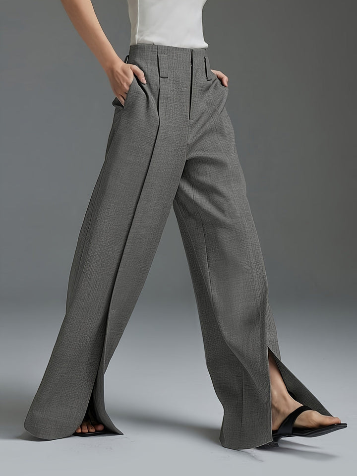Women's Wide Leg Trousers, Side Slit High Waisted Flowy Pants