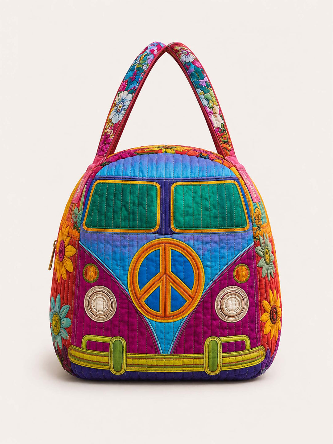 70s Hippie Van Quilted Duffle Bag