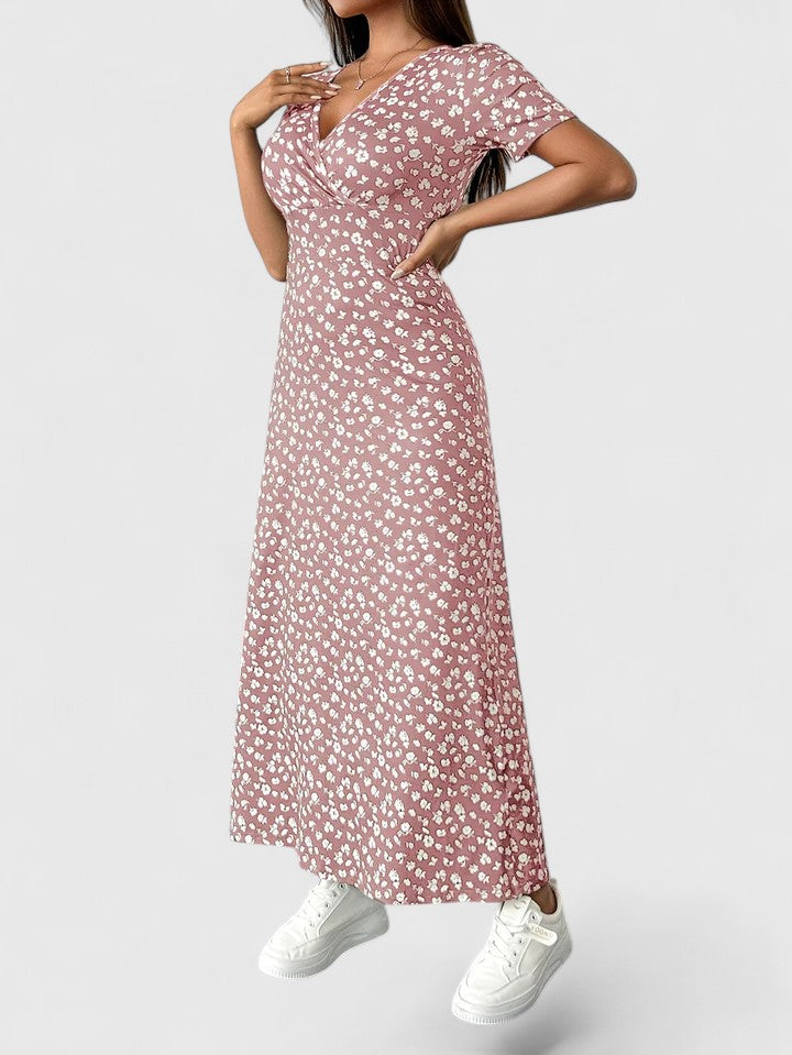 Women's Romantic Floral Lightweight Maxi Dress in Pink