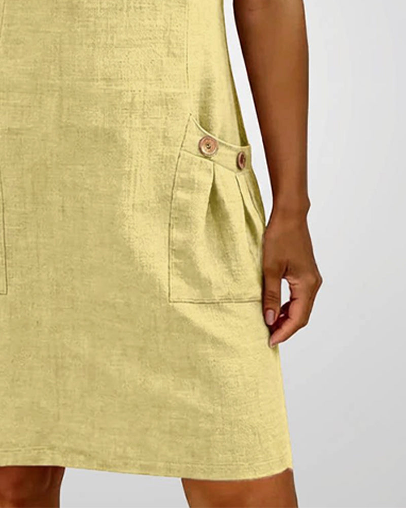 Women's Cotton Relaxed Dress with Front Zipper, view 16