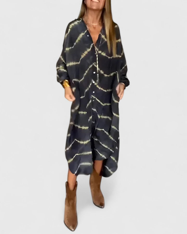 Women's Boho Striped Deep V-Neck Maxi Dress, view 2