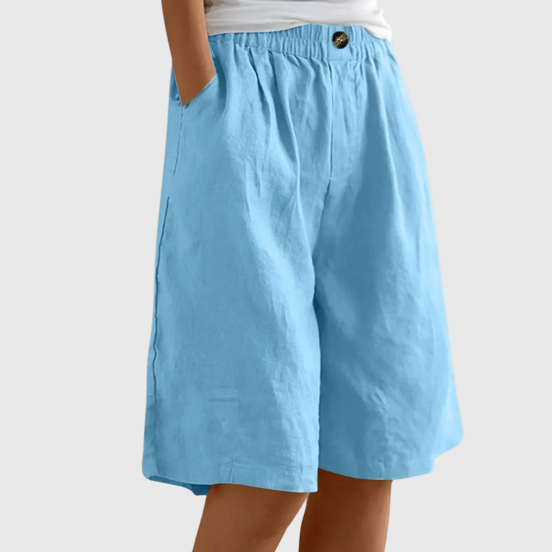 Women's Loose-Fit Elastic Waist Casual Shorts in Sky Blue