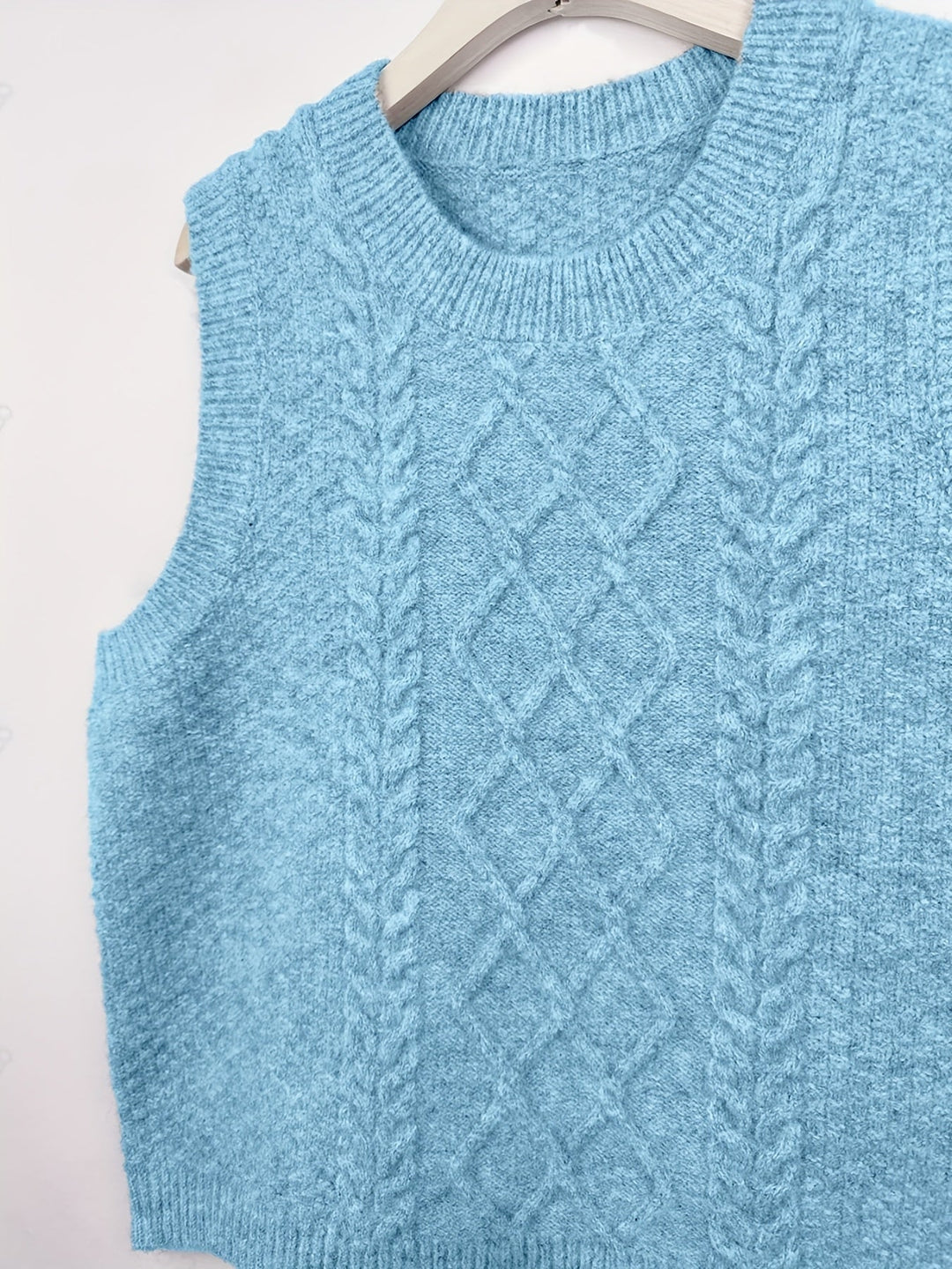 Women's Cable Knit Sweater Vest, Sleeveless V Neck Pullover
