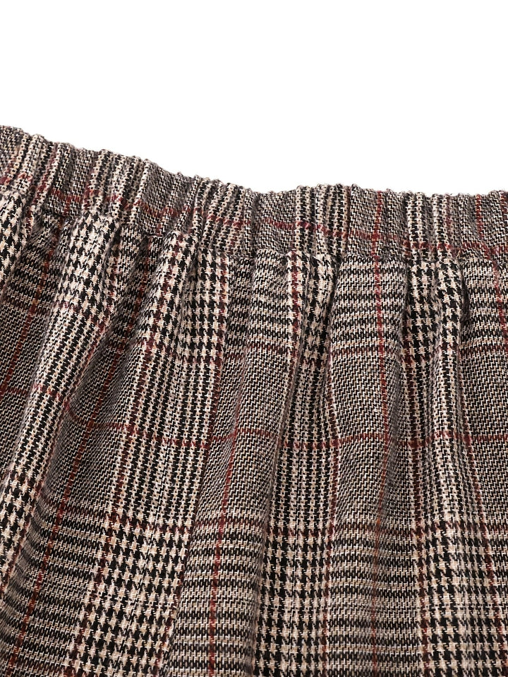 Women's Plaid Trousers, Wide Leg Checked High Waist Pants