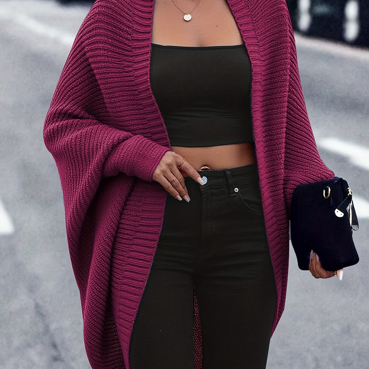 Women's Mid Length Cardigan Sweater, Solid Soft Knit Longline Top