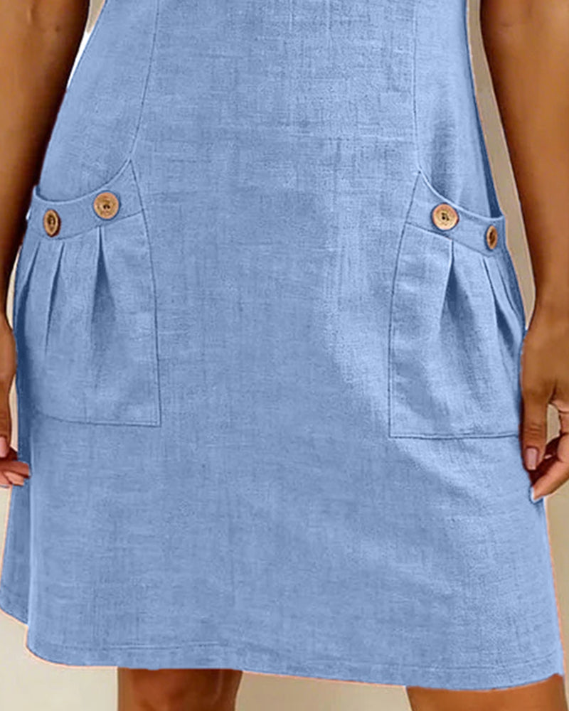 Women's Cotton Relaxed Dress with Front Zipper, view 14