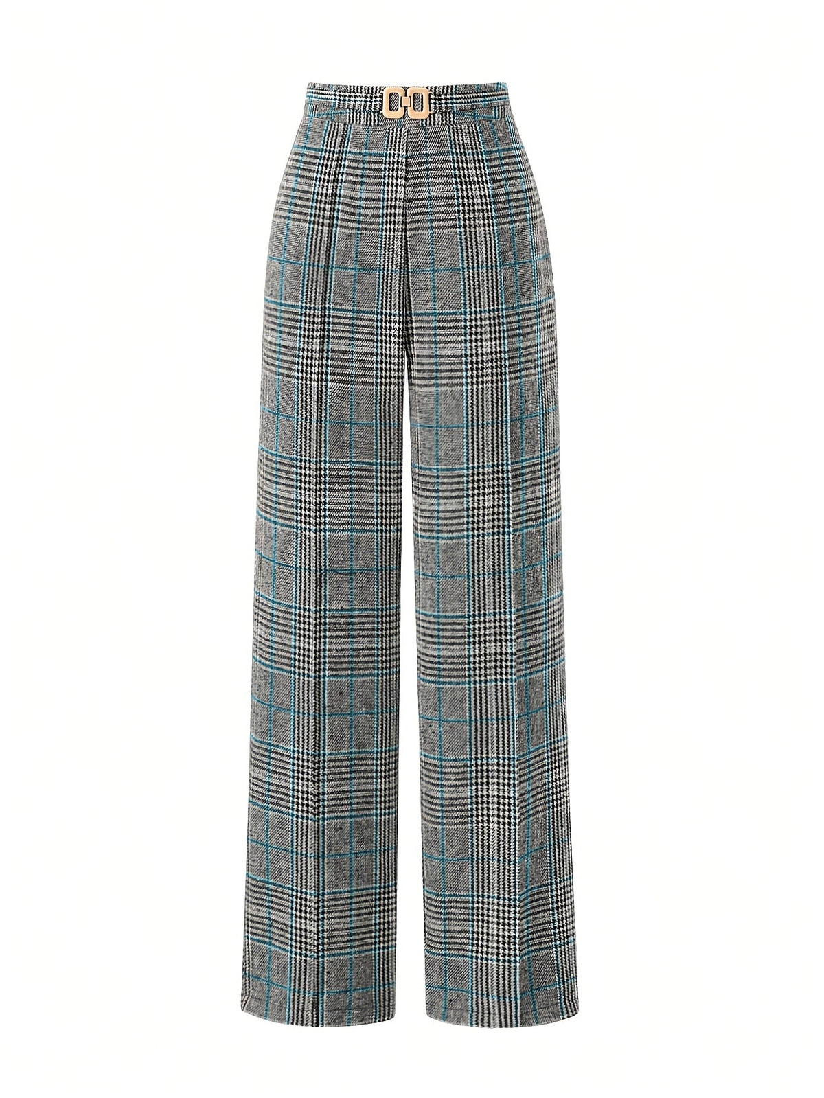 Women's Plaid High-Waisted Wide-Leg Pants, view 7