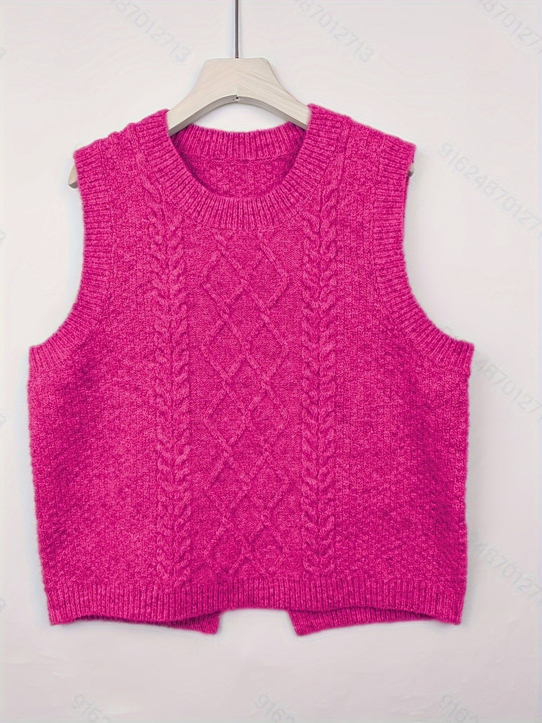 Women's Cable Knit Sweater Vest, Sleeveless V Neck Pullover