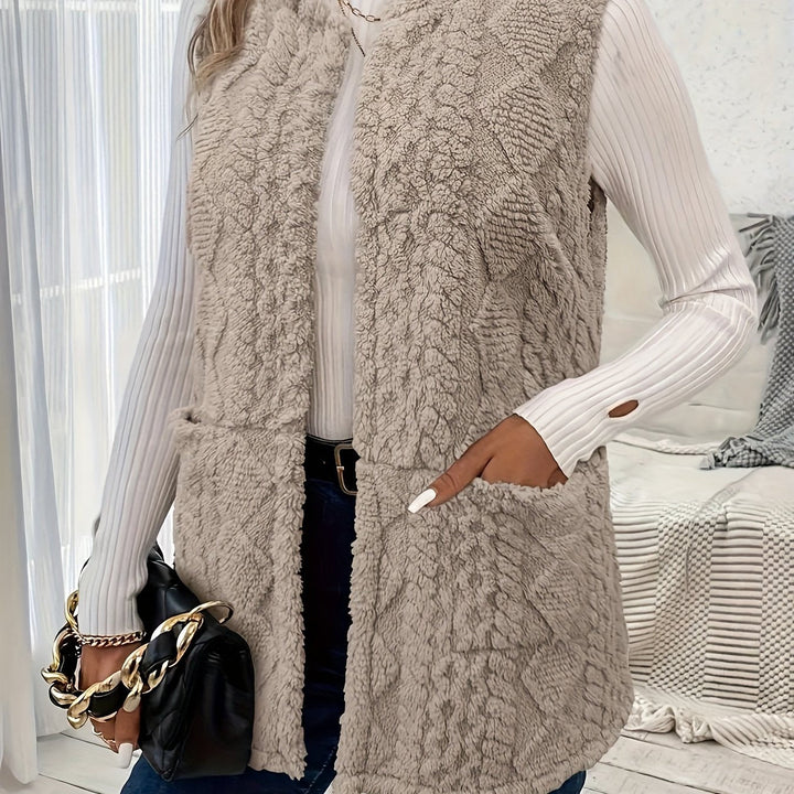 Women's Sleeveless Vest, Textured Knit Open Front Layering Top