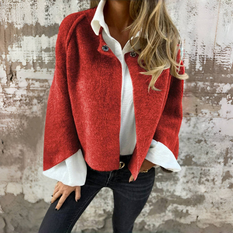 Women's Cotton Blend Jacket, Button Front Casual Fall Outerwear Plus Size