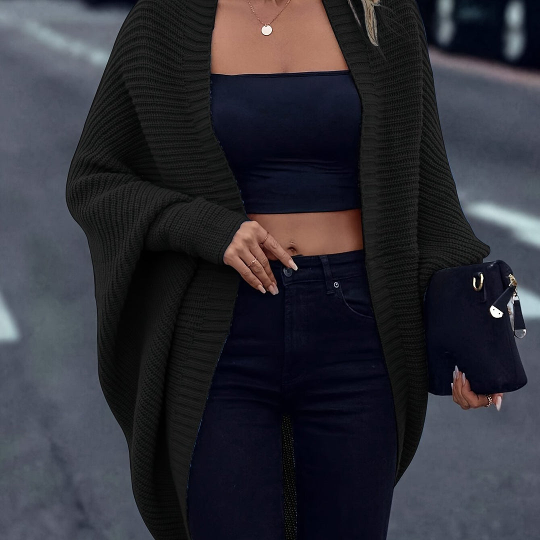 Women's Mid Length Cardigan Sweater, Solid Soft Knit Longline Top