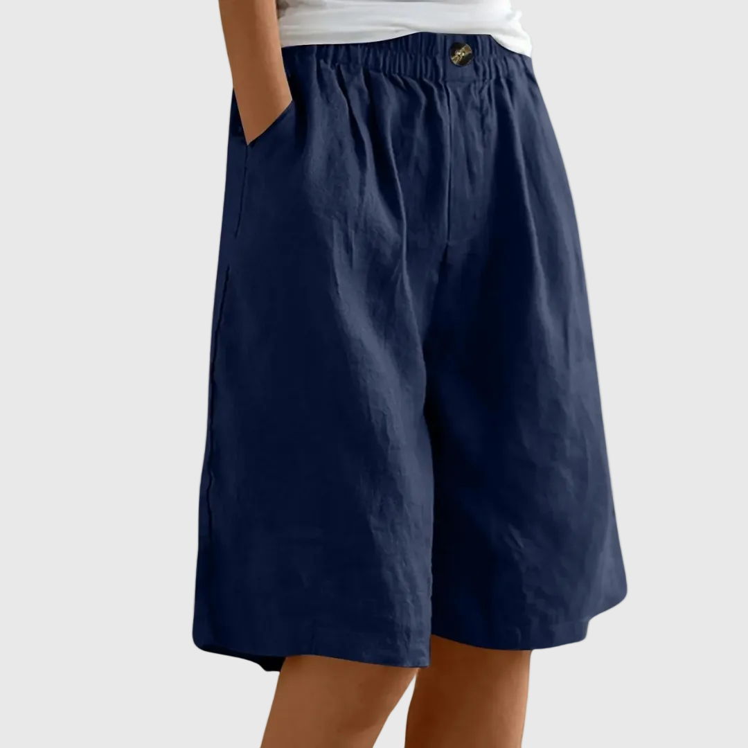 Women's Loose-Fit Elastic Waist Casual Shorts in Marine