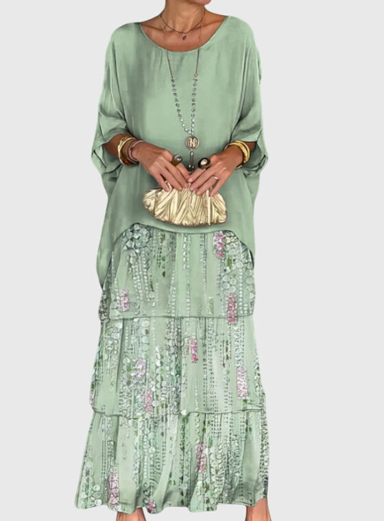 Women's Lightweight Flowy Full-Length Maxi Dress in Faded Green