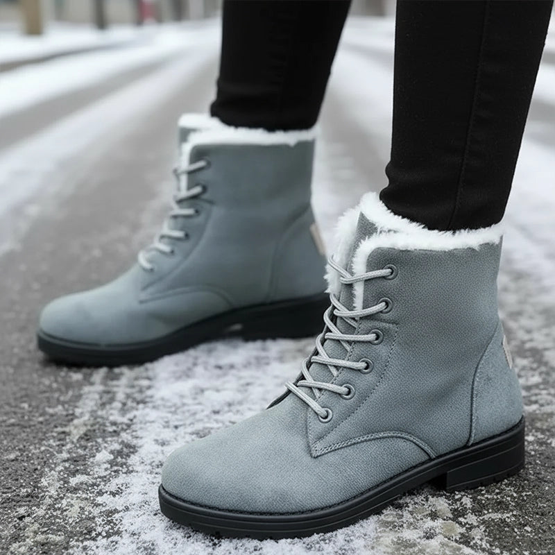Women's Plush-Lined Lace-Up Waterproof Snow Ankle Boots