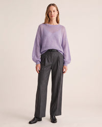 Women's Cashmere Silk Sweater — purple, studio front