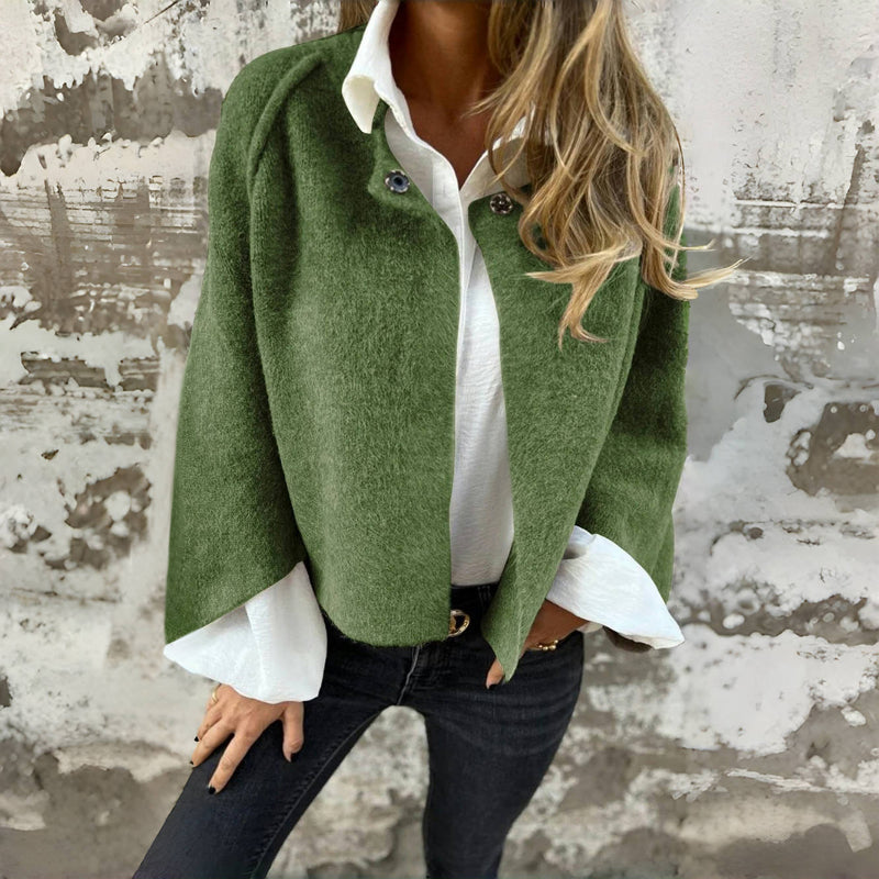 Women's Cotton Blend Jacket, Button Front Casual Fall Outerwear Plus Size