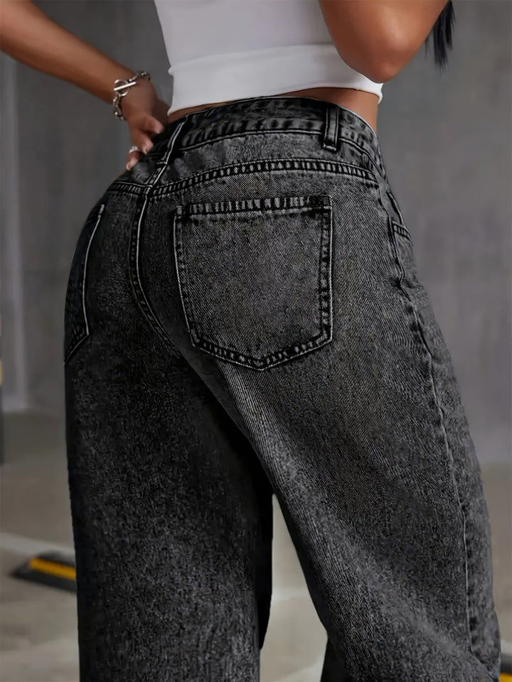 Women's Wide Leg Jeans, High Waisted Relaxed Fit Denim Trousers