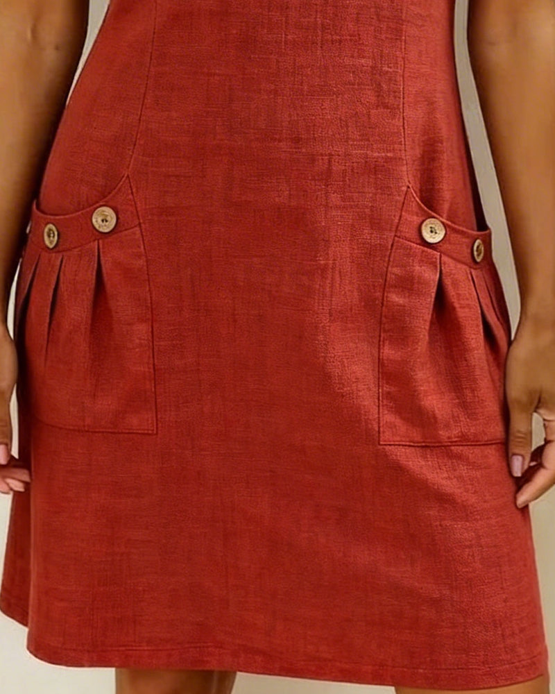 Women's Cotton Relaxed Dress with Front Zipper, view 3